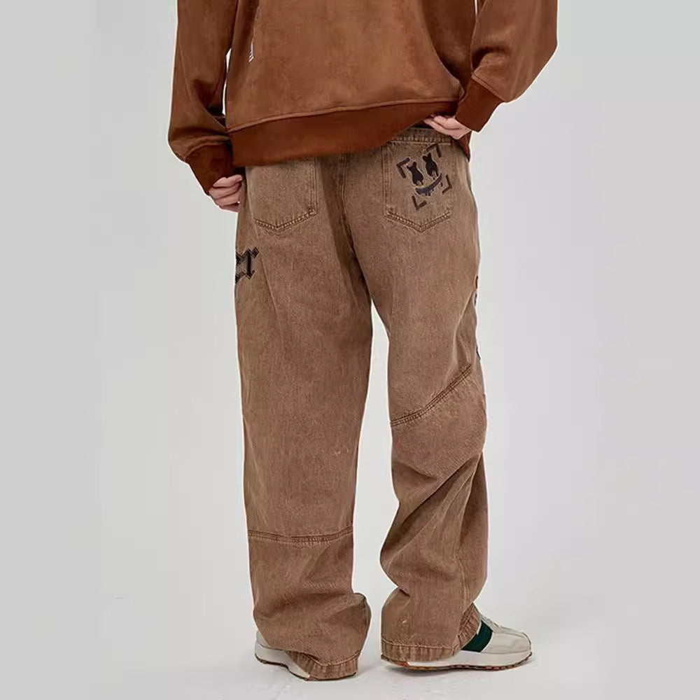 Retro Cross-Patch Baggy Jeans