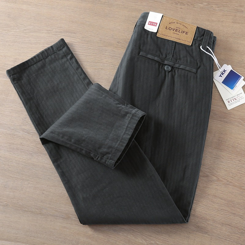 Vintage Herringbone Relaxed Trousers