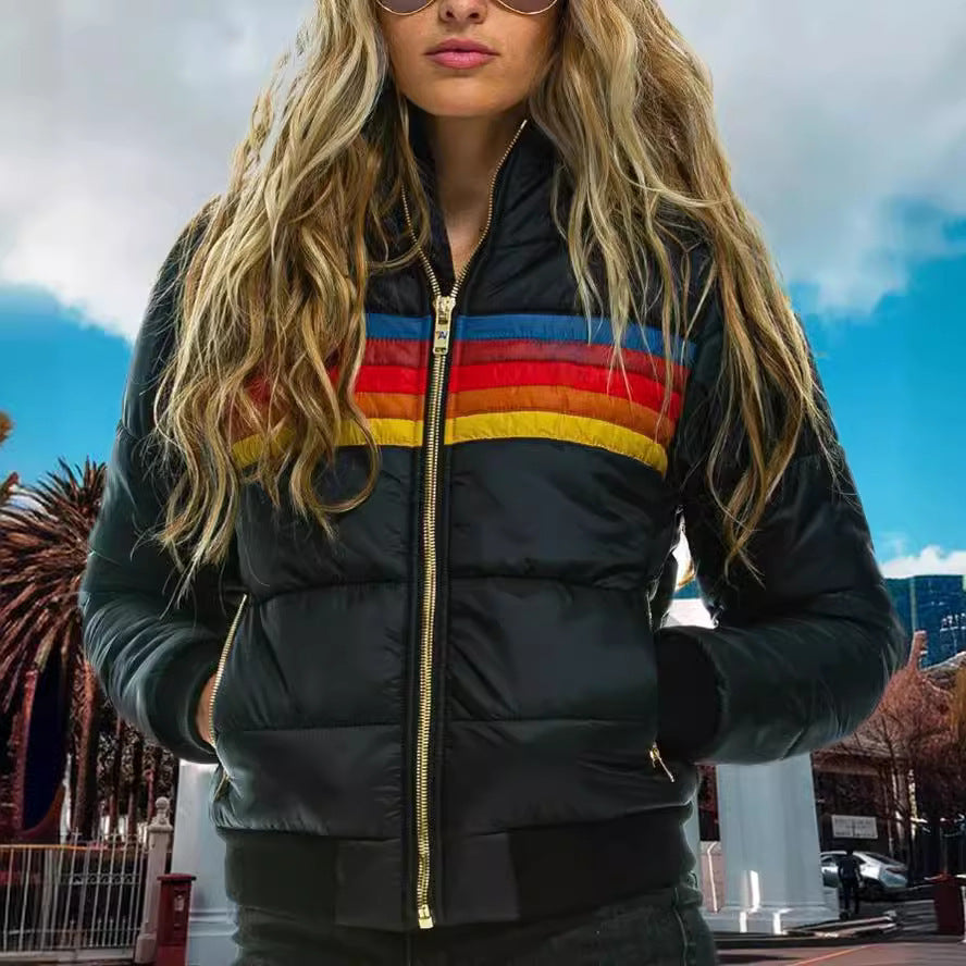 Retro Striped Puffer Jacket