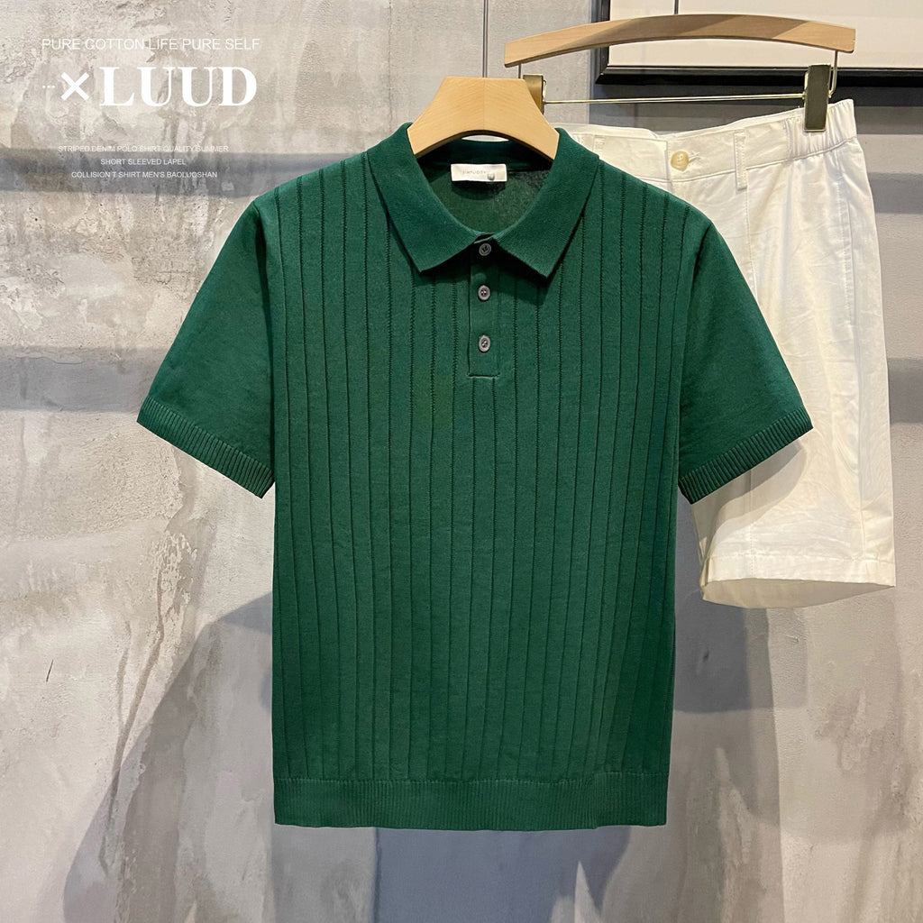 Knitted Ribbed Polo Shirt