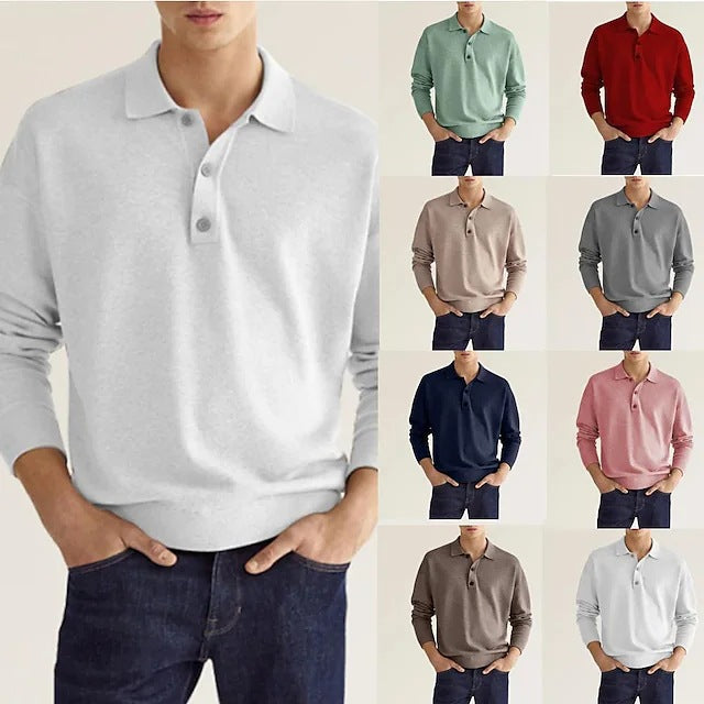 Classic Long-Sleeve Button Polo