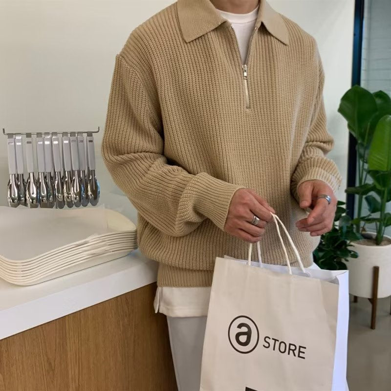 Men's Quarter-Zip Knit Polo Sweater