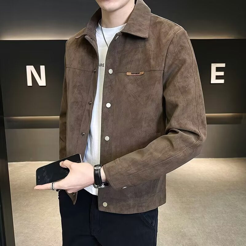 Suede-Texture Utility Jacket