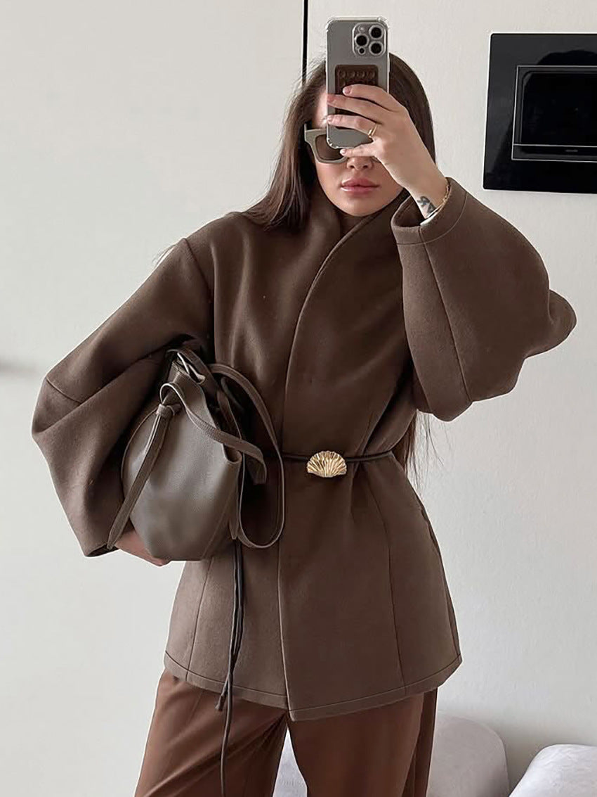 Minimalist Belted Woolen Jacket