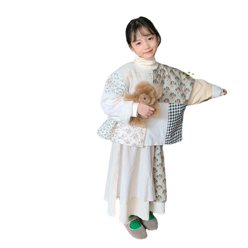 Girls' Color-Block Jacket & Skirt Set
