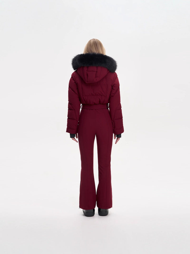 Hooded Belted One Piece Jumpsuit