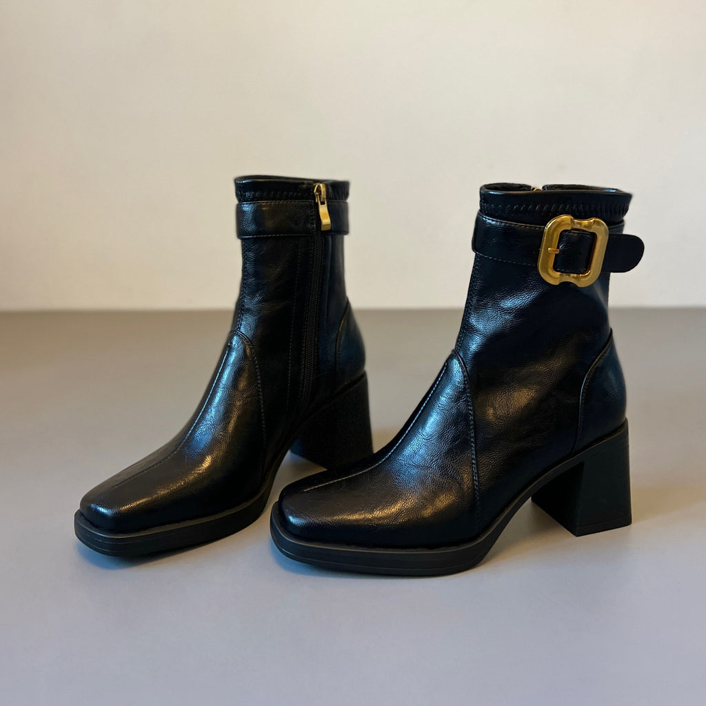 Square-Toe Block-Heel Boots