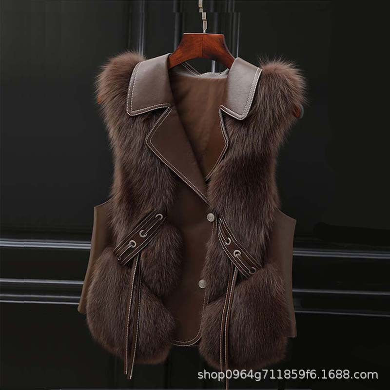 Faux Fur and Leather Vest