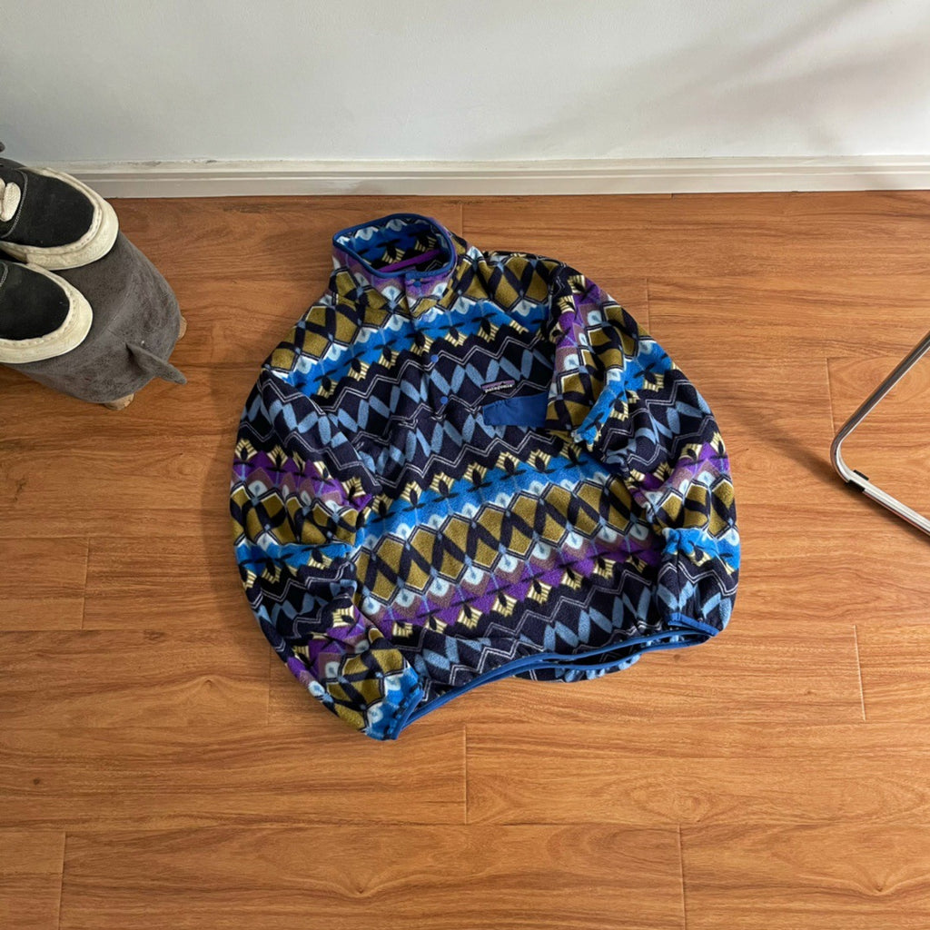 Geometric Pattern Fleece Pullover