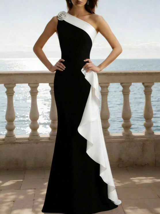 Asymmetric Ruffle Mermaid Dress