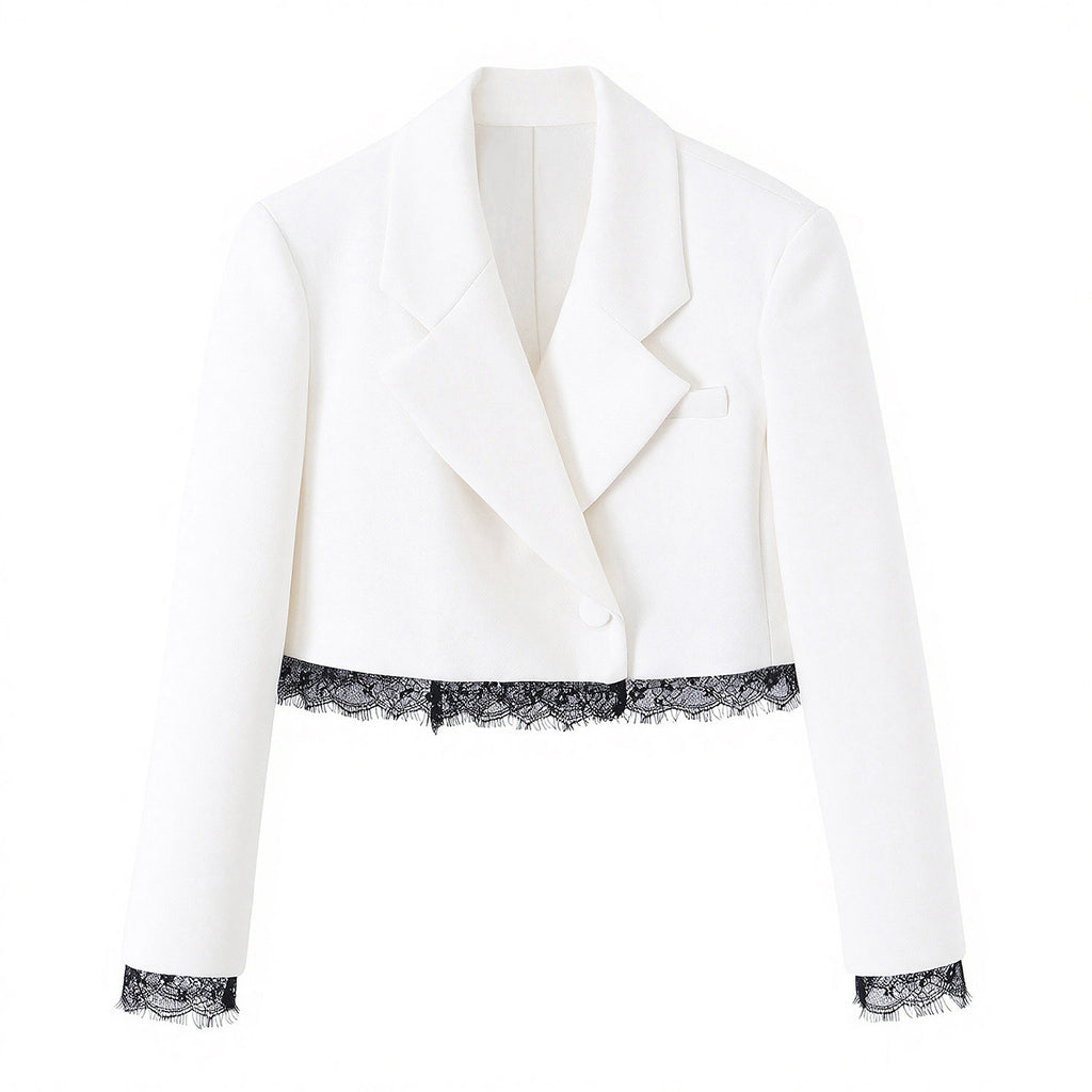 Women's Lace-Panel Cropped Blazer