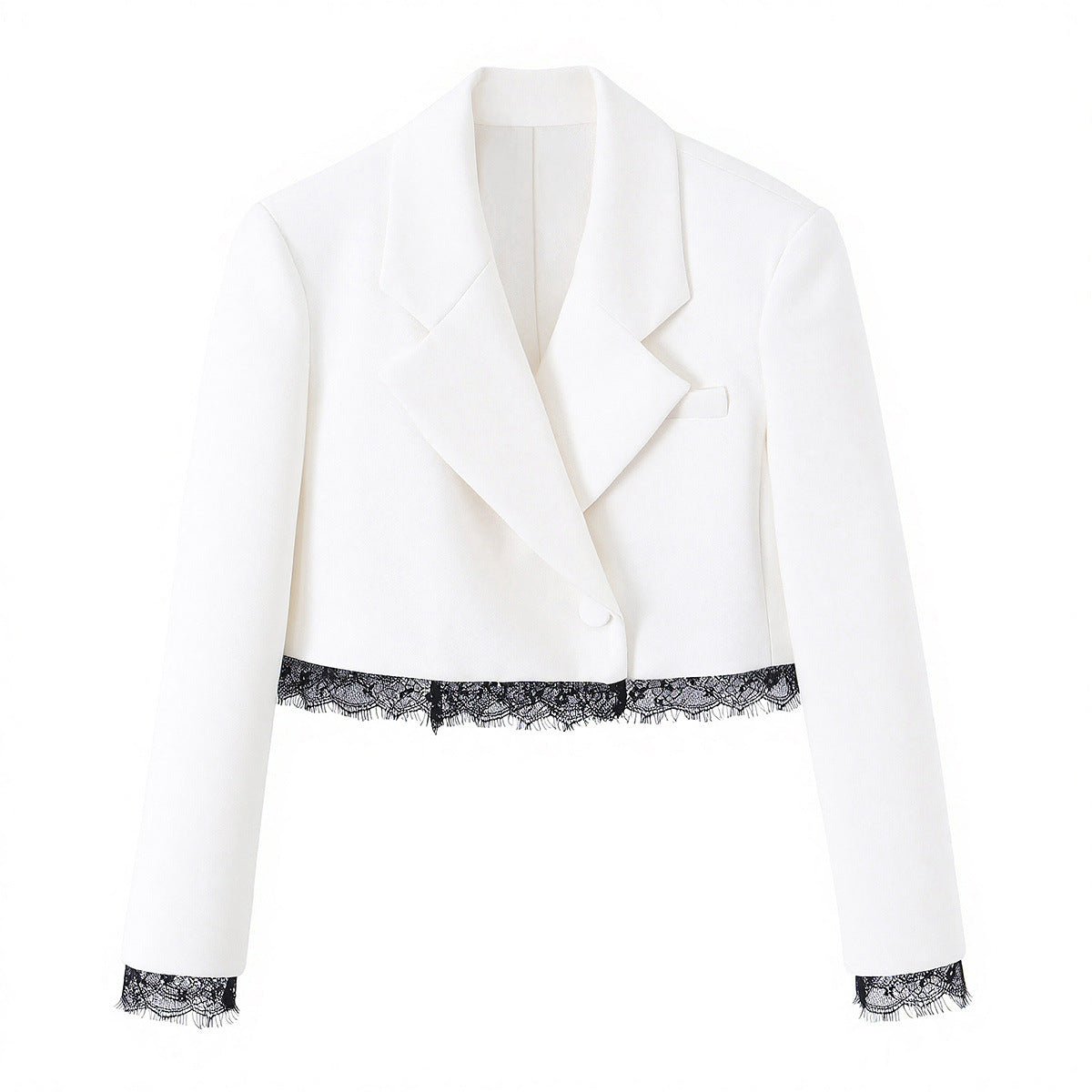 Women's Lace-Panel Cropped Blazer