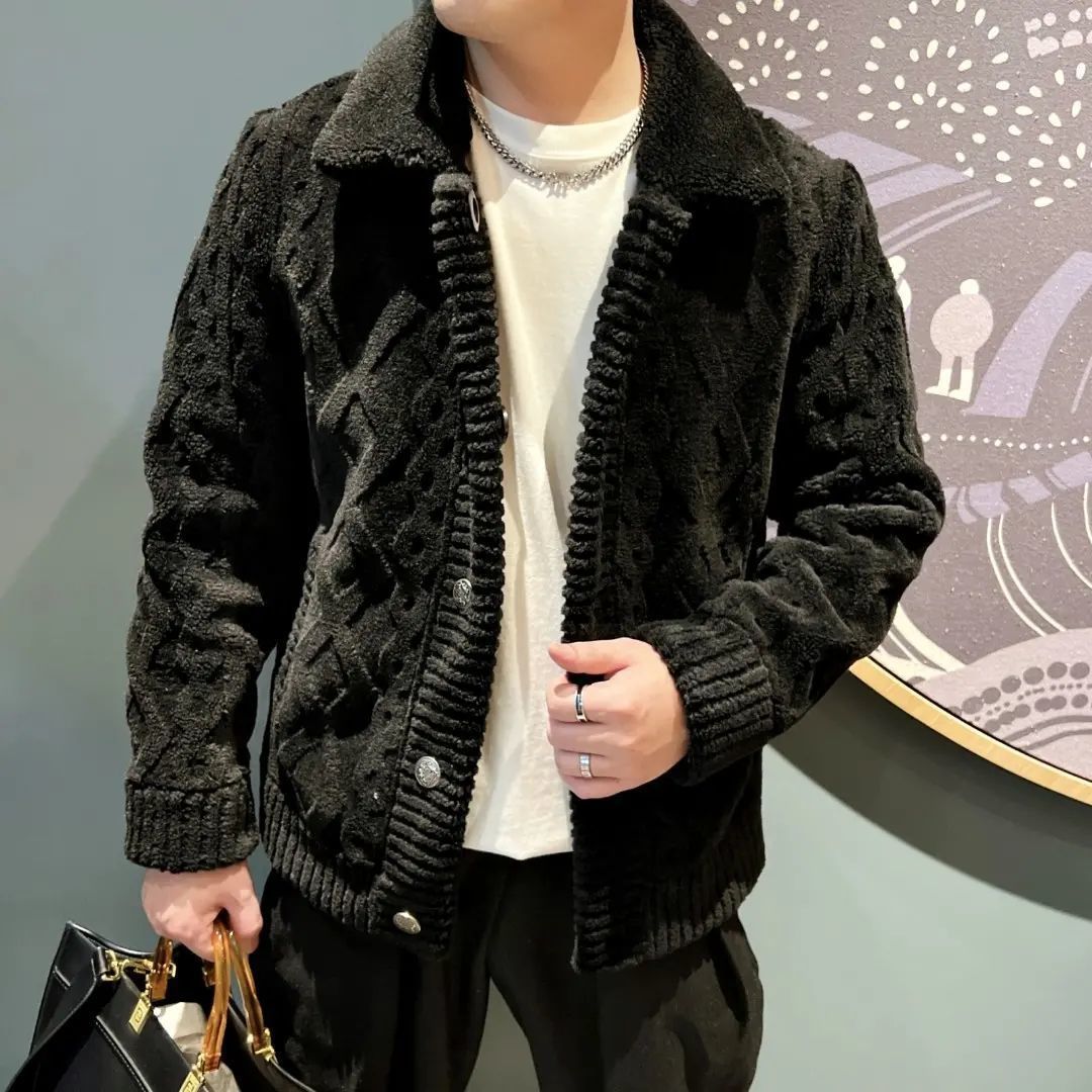 Plush Cable-Knit Cardigan Jacket