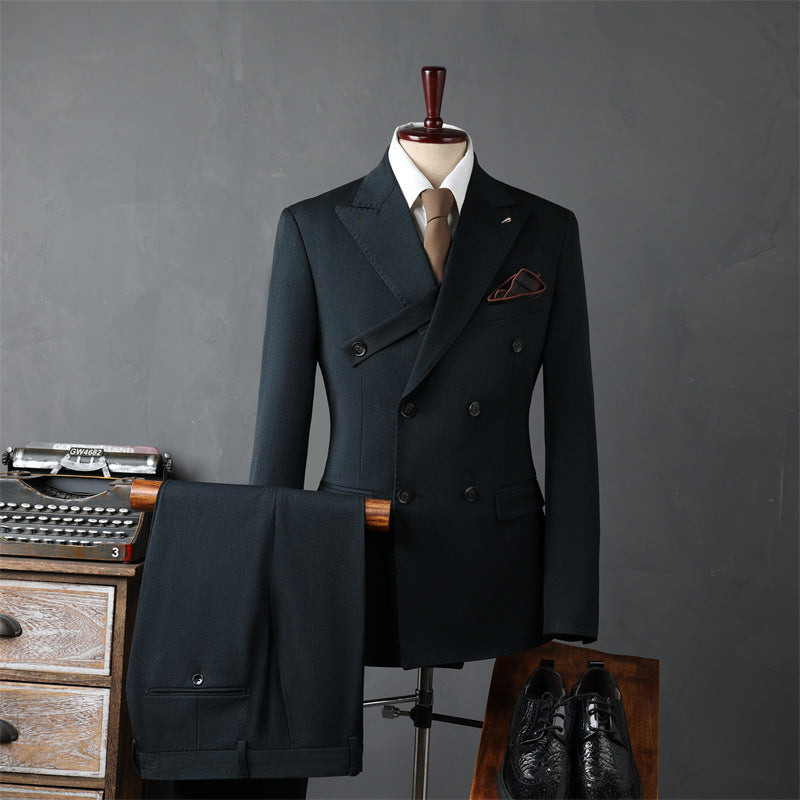 Modern Double-Breasted Cross-Strap Suit