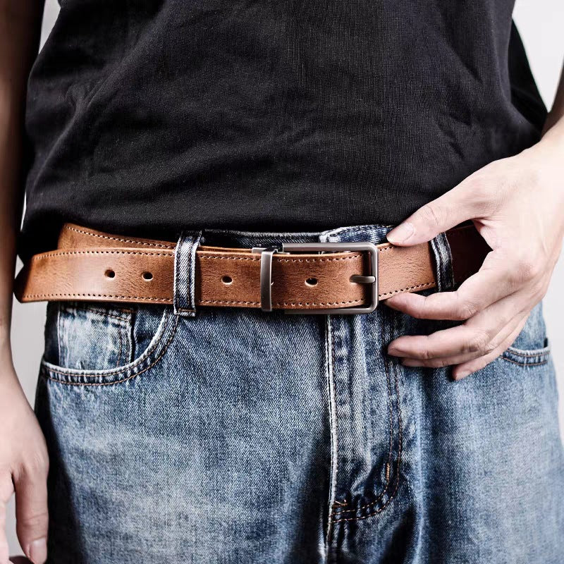 Classic Leather Pin Buckle Belt