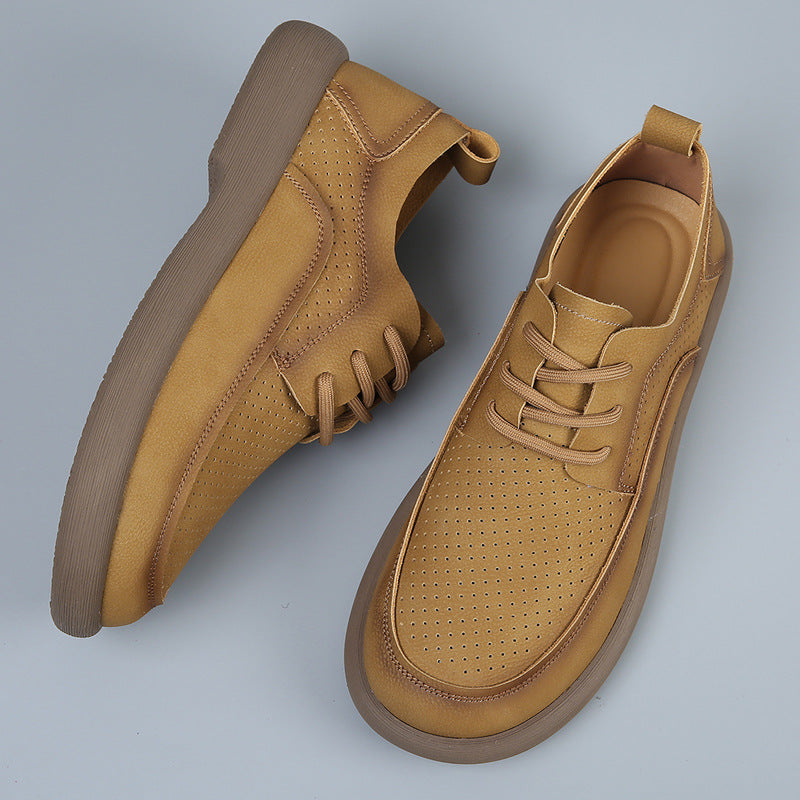 Perforated Leather Casual Shoes