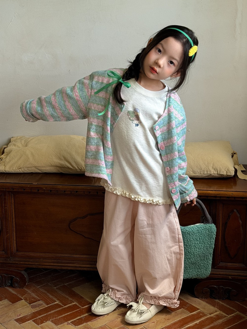 Girls' Striped Knit Cardigan