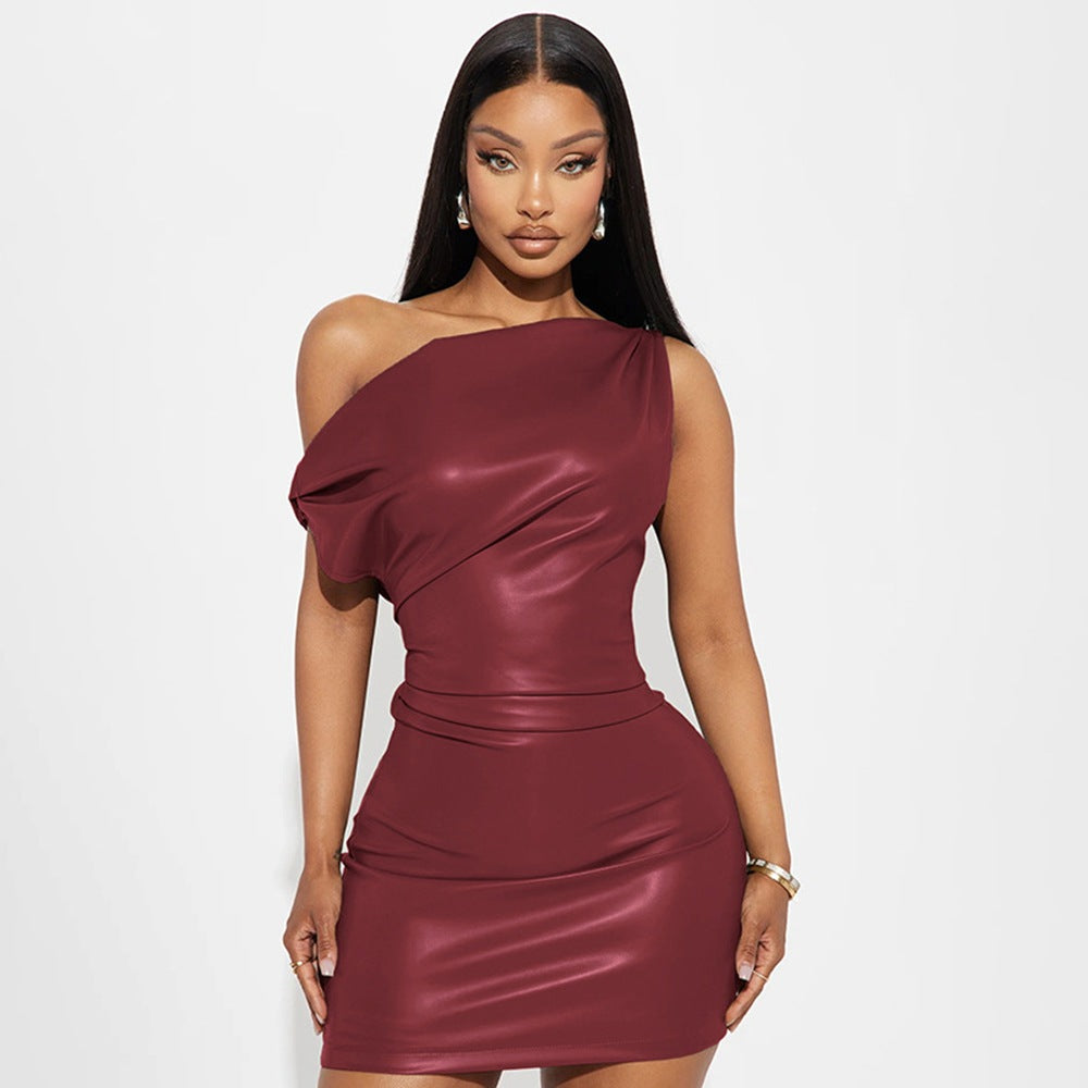 Sleek One Shoulder Ruched Mini Dress