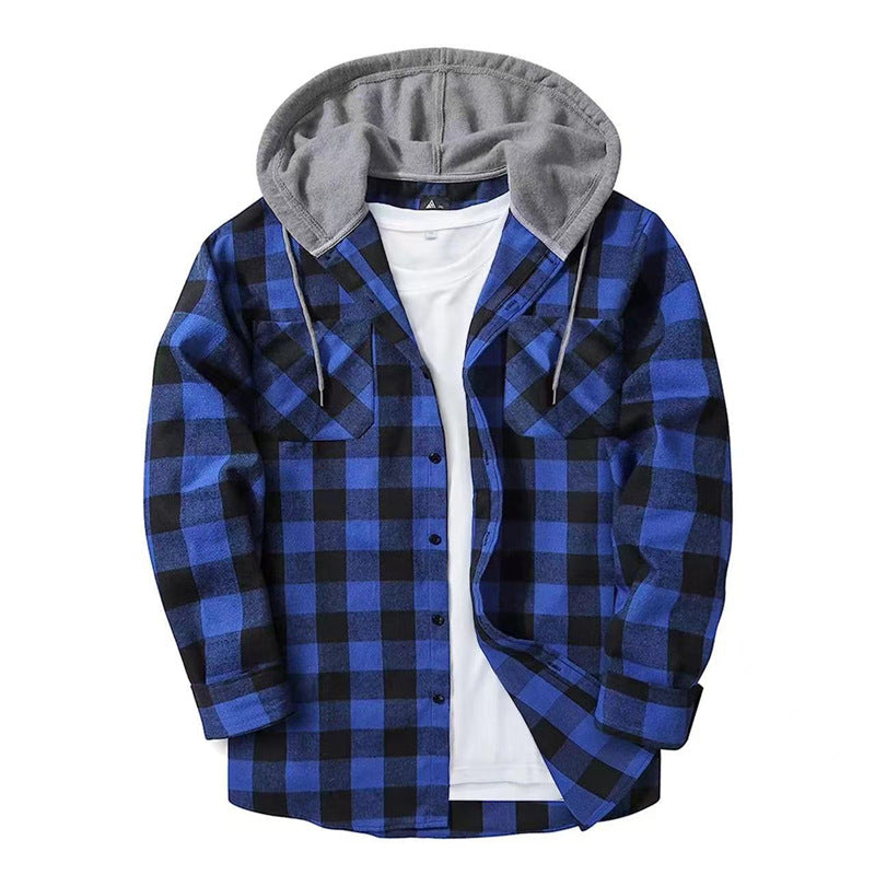 Plaid Hooded Shirt Jacket