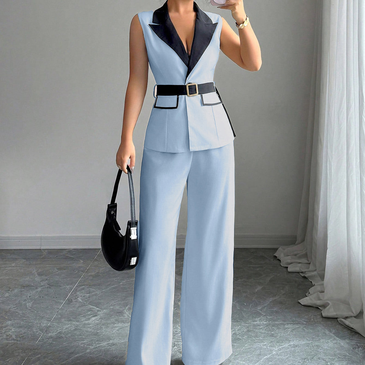 Sleeveless Blazer and Trousers Set