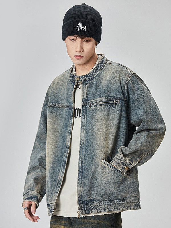 Washed Denim Bomber Jacket