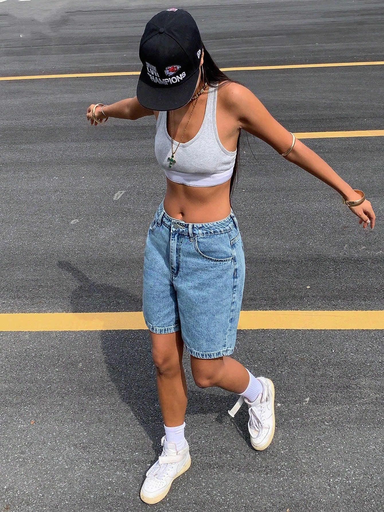 High Waist Loose Denim Bermuda Shorts