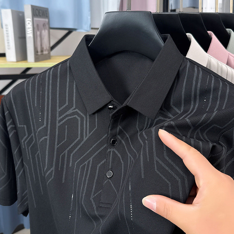 Geometric Ice-Silk Knit Polo