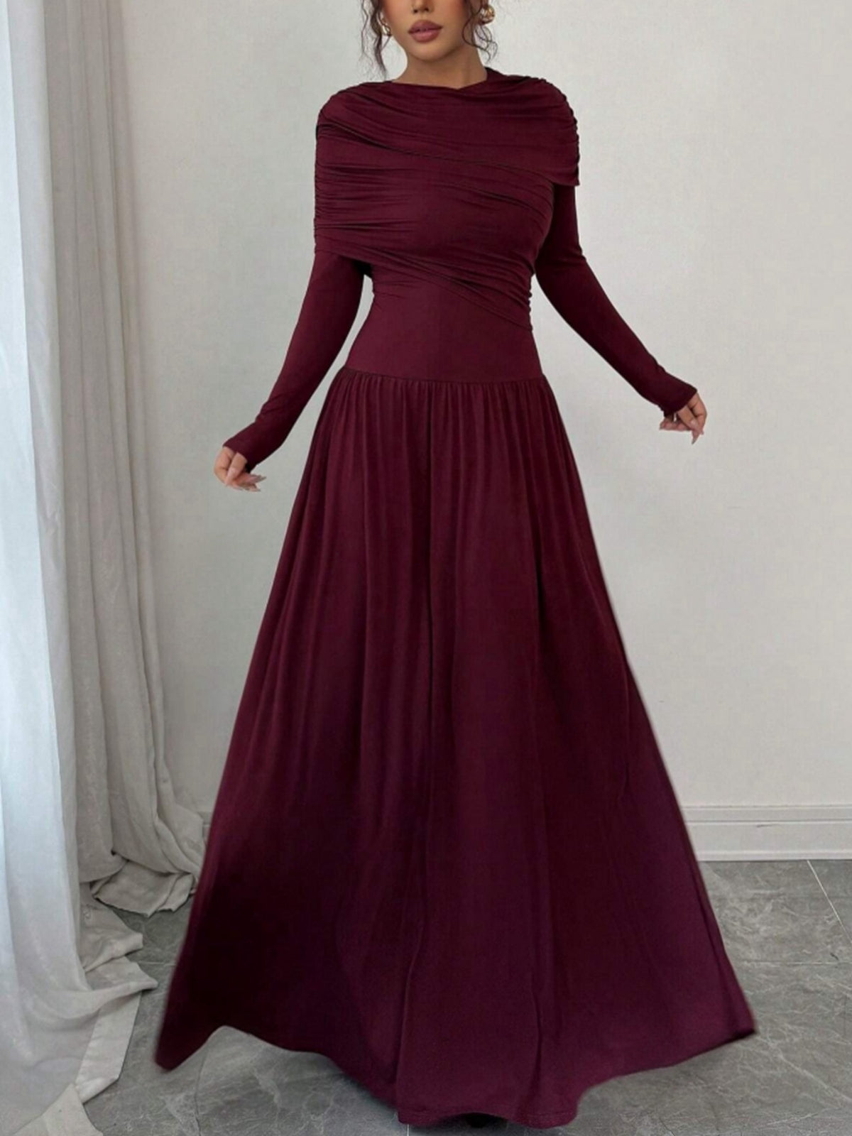 Long-Sleeve Evening Maxi Dress