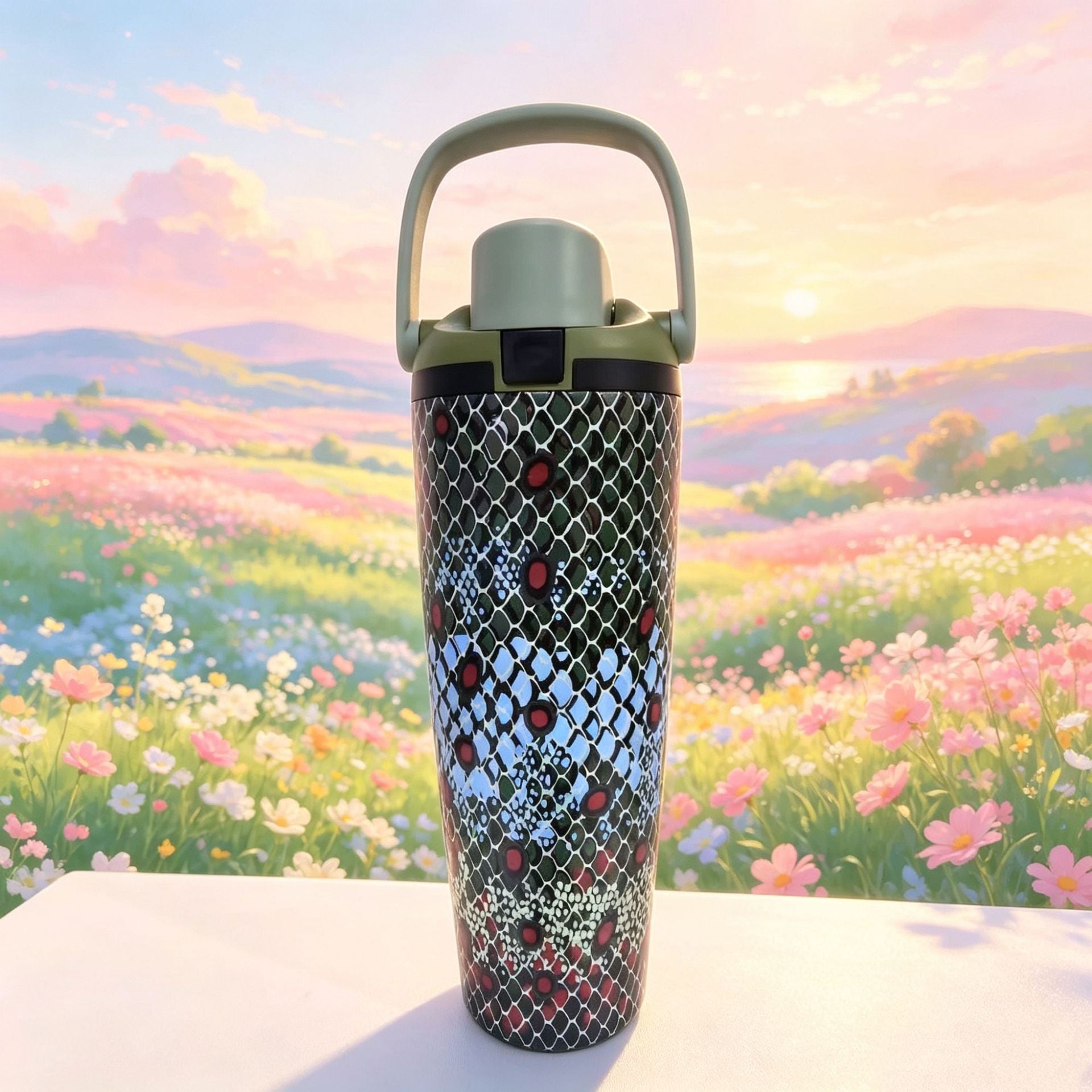 30oz Printed Insulated Water Bottle with Straw