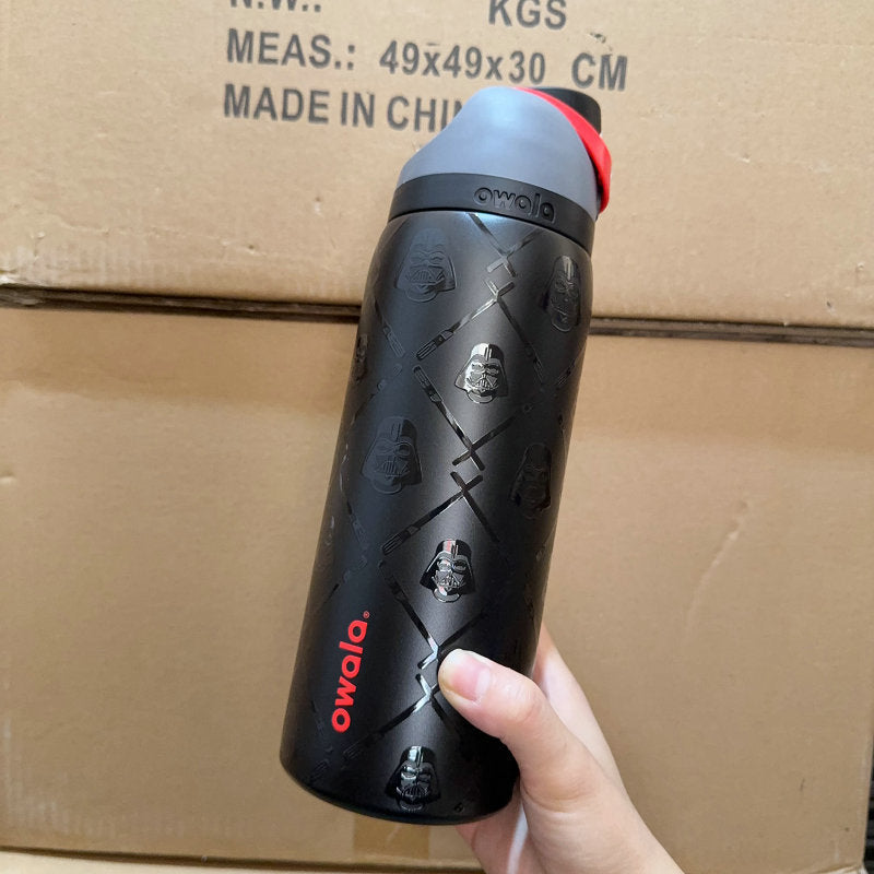 Character Print Insulated Water Bottle with Straw