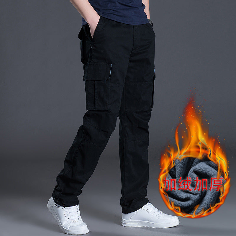 Spring/Autumn/Summer multi-pocket work pants for men, loose plus-size outdoor sports long pants, pure cotton workwear casual pants