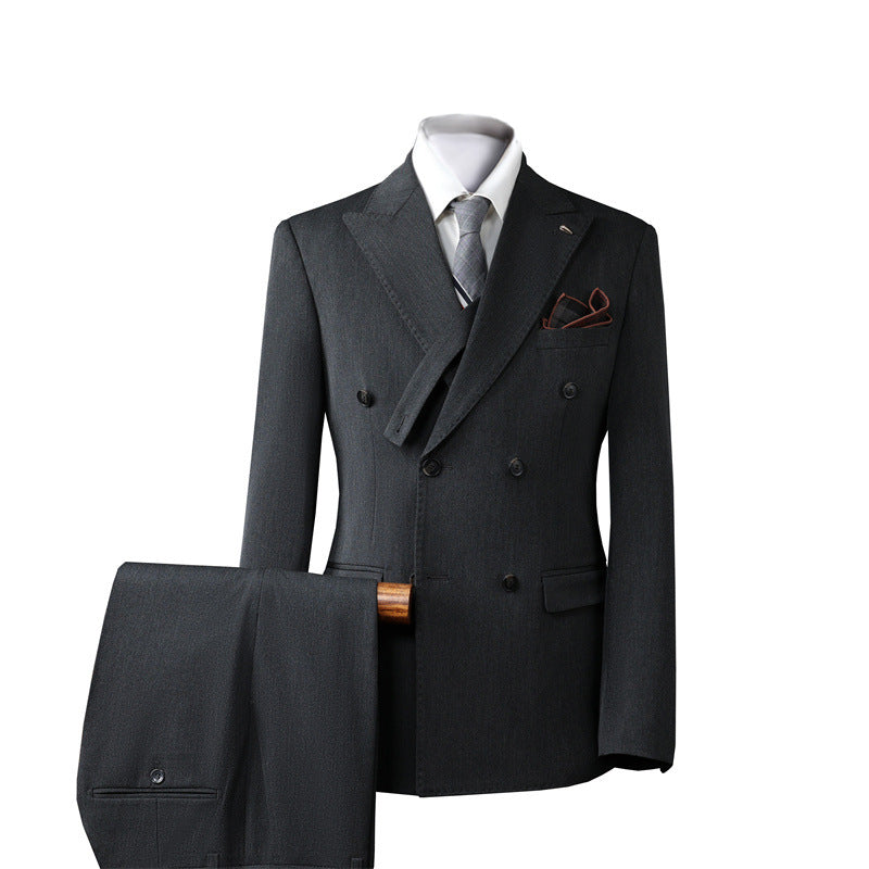 Modern Double-Breasted Cross-Strap Suit