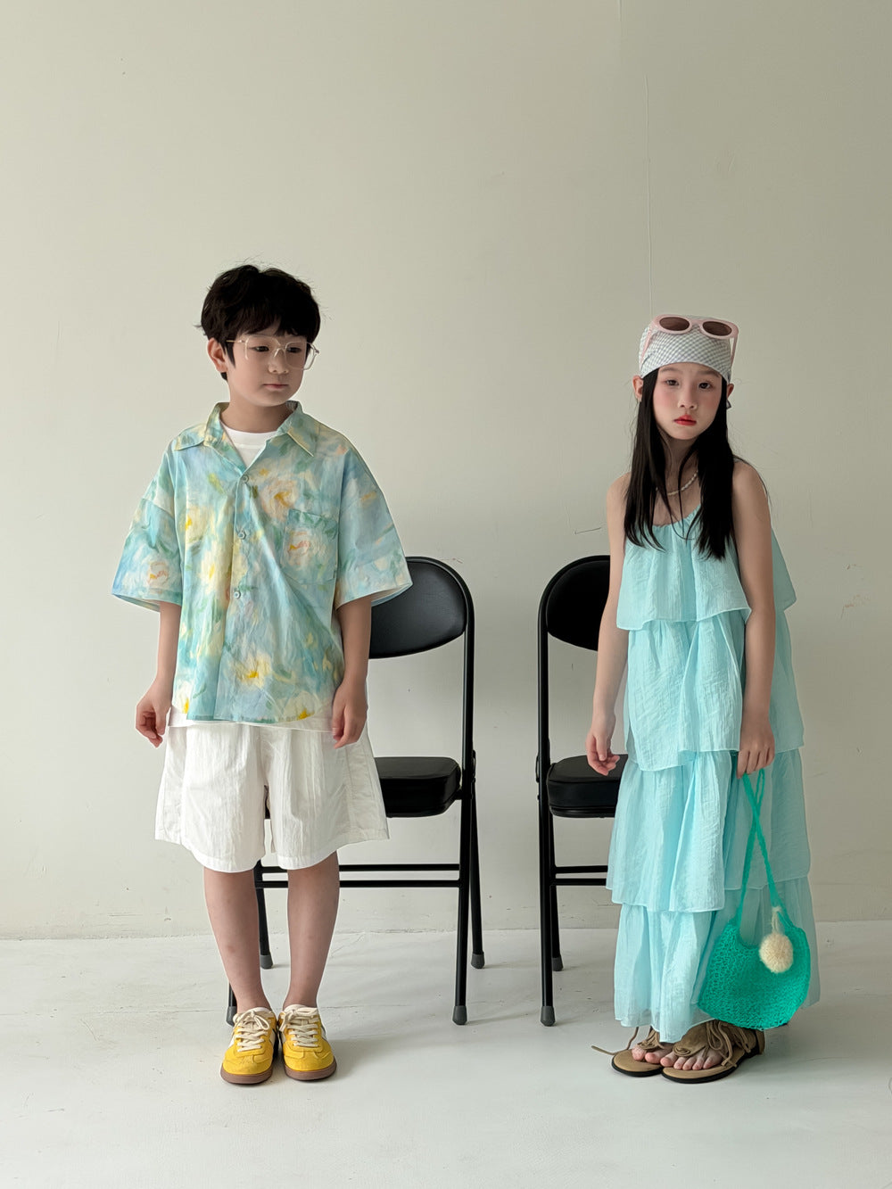 Kids' Ink-Print Shirt and Tiered Skirt Outfit
