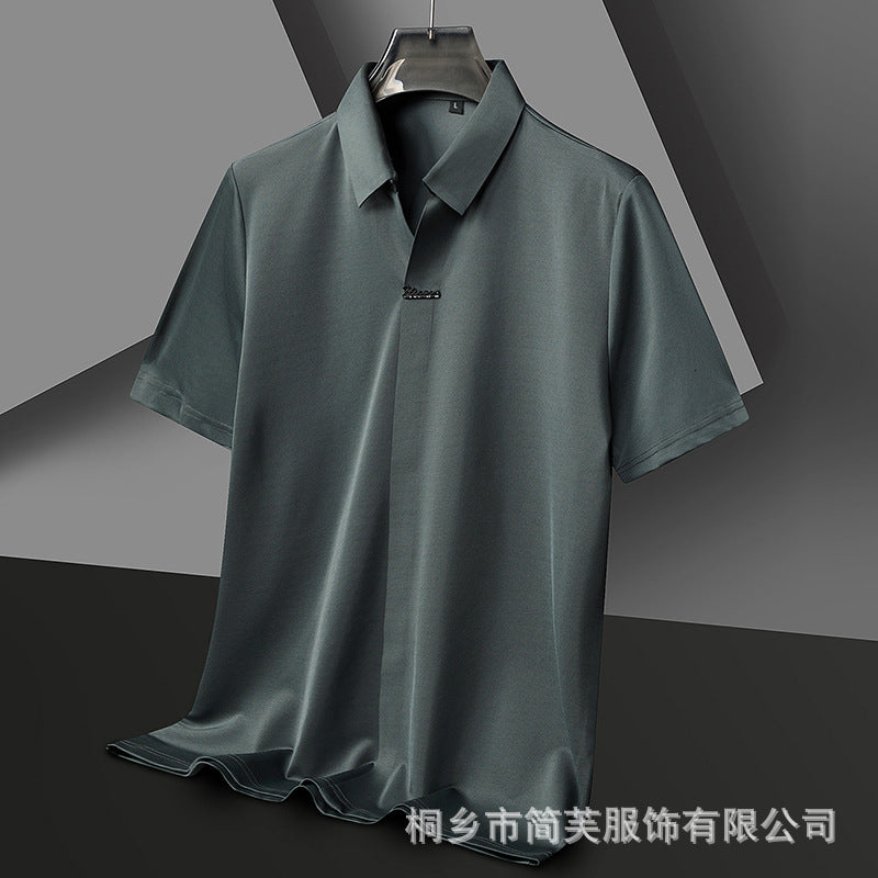 Men's Lapels Seamless Scissor Collar Loose Stretch POLO