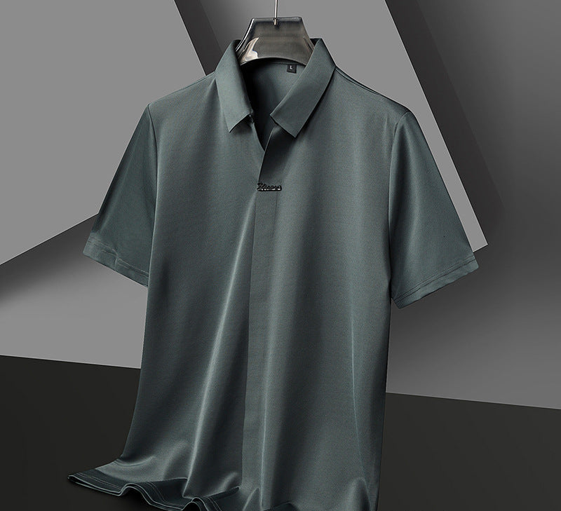 Men's Lapels Seamless Scissor Collar Loose Stretch POLO