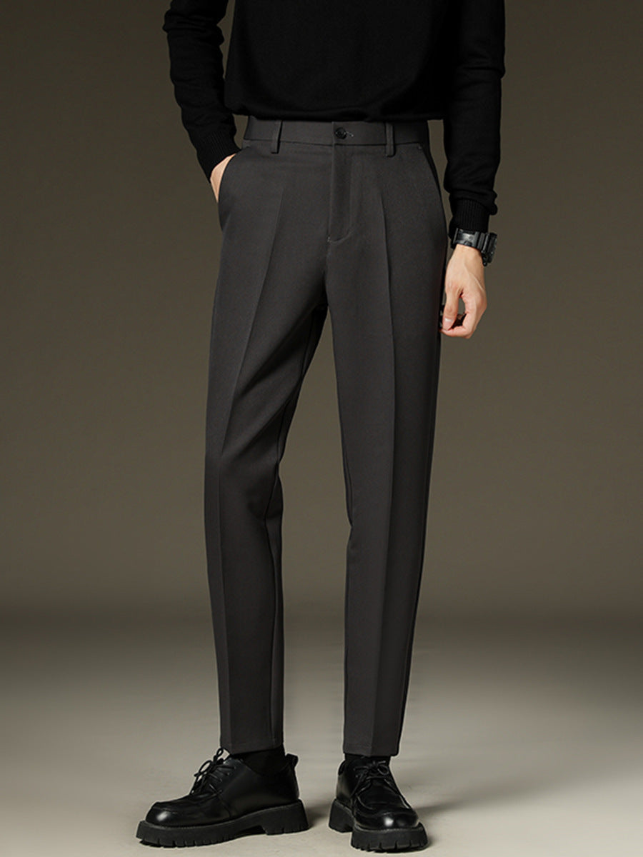 Fleece-Lined Straight-Leg Dress Slacks