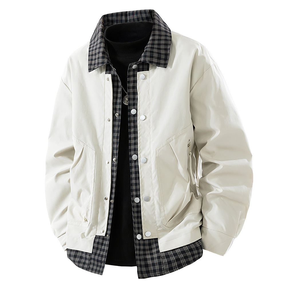 Plaid Collar Layered Jacket