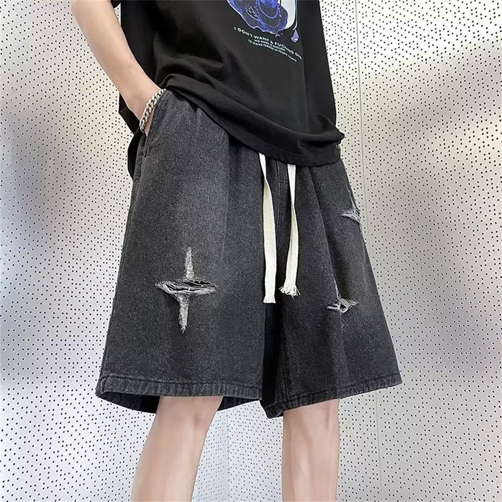 Loose-fit Denim Cargo Shorts