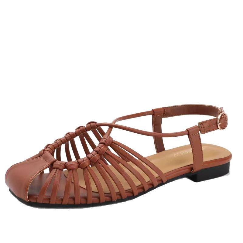 Woven Buckle Flat Sandals