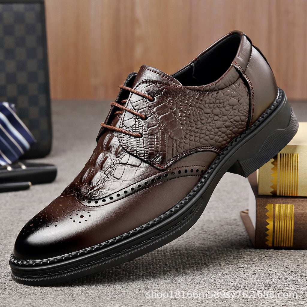 Embossed Wingtip Brogue Derbies