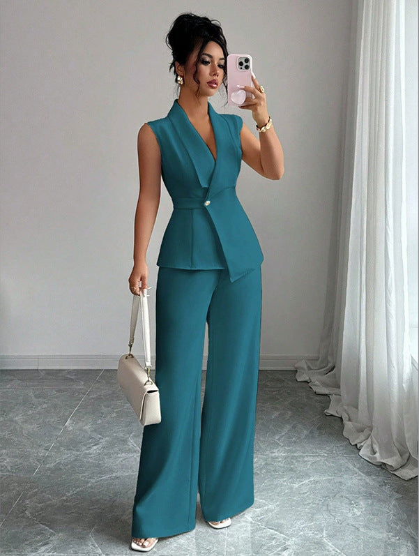 Blazer and Wide Leg Trousers Two Piece Set
