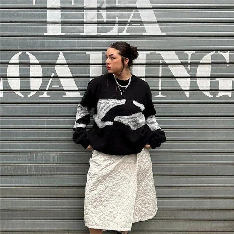 Graphic Oversized Knit Sweater