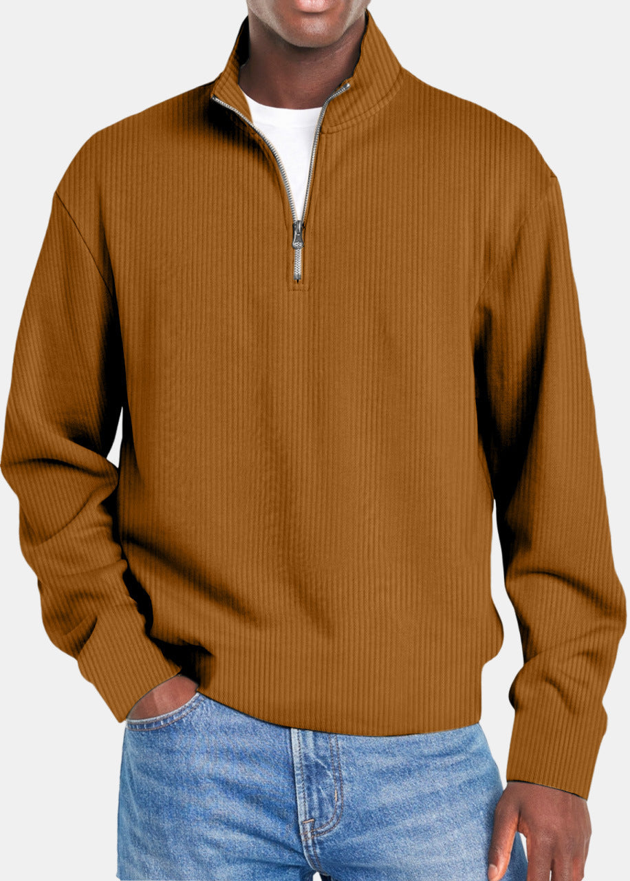 Ribbed Quarter-Zip Pullover