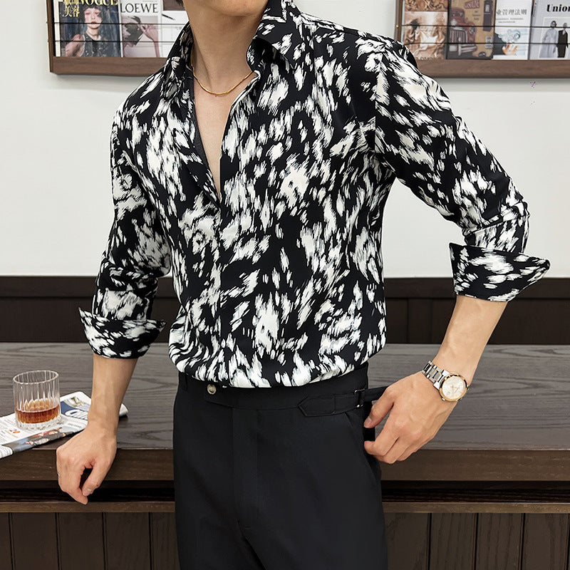 Men's Bold Monochrome Pattern Shirt