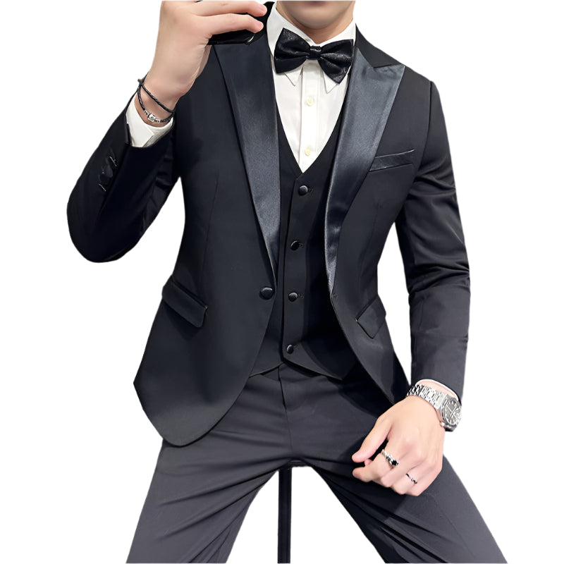 Men's double-breasted suit set.