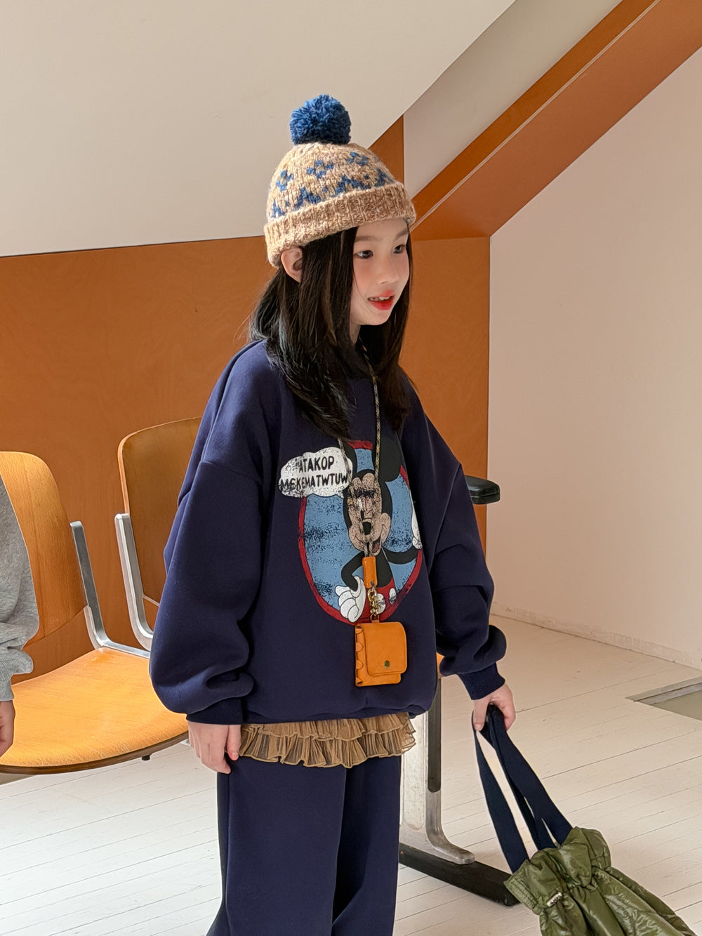 Kids' Fleece-Lined Cartoon Two-Piece Set