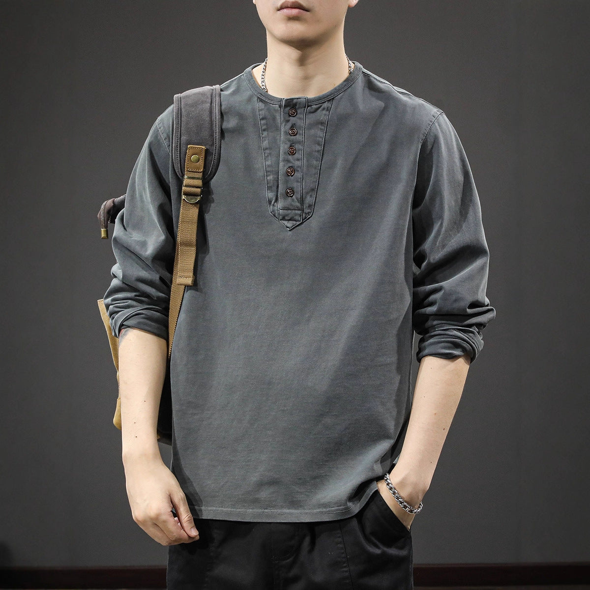 Men's Henley Long Sleeve T-Shirt