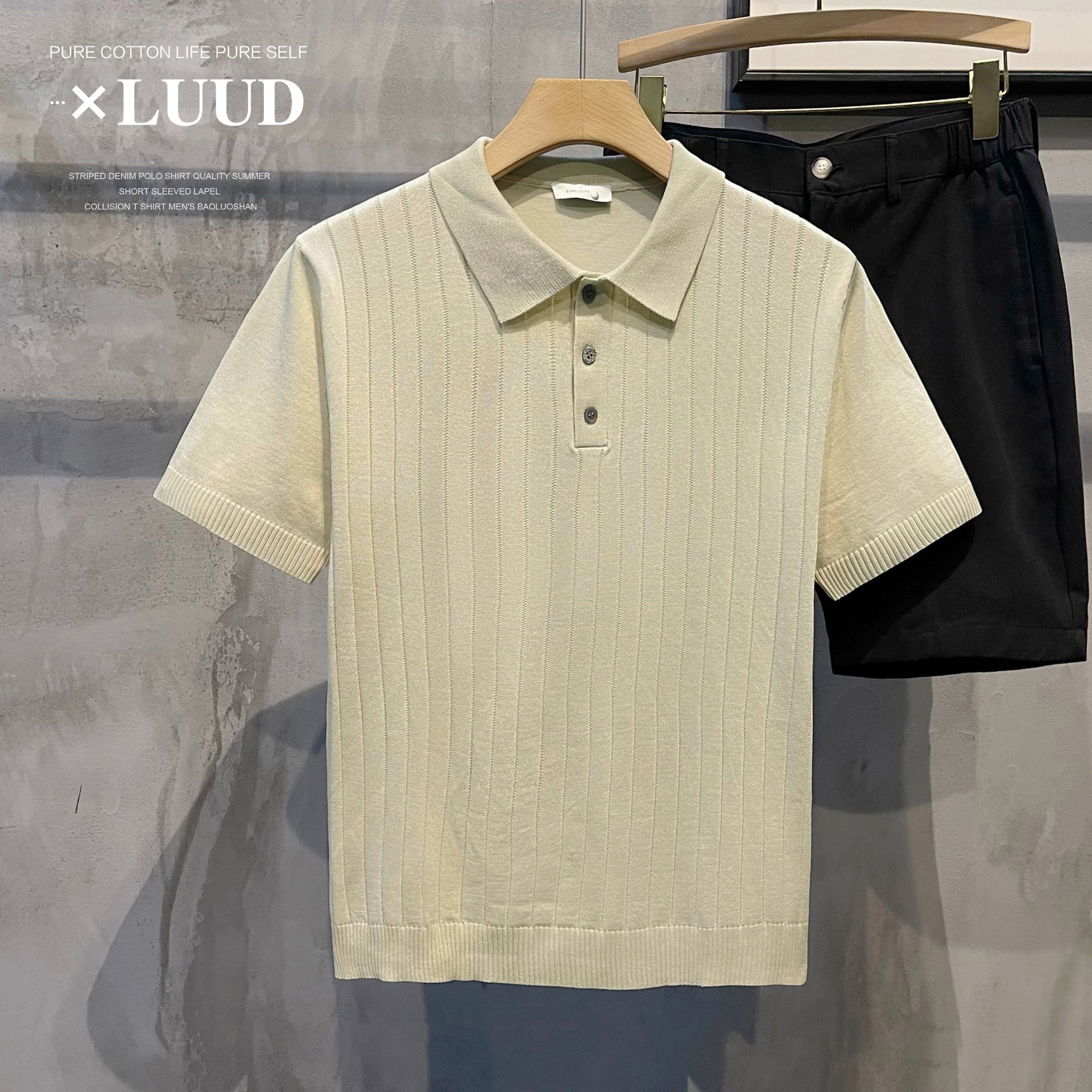 Knitted Ribbed Polo Shirt