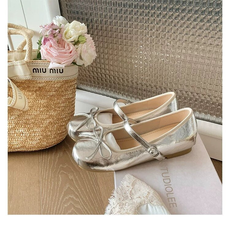 Bow Leather Mary Janes