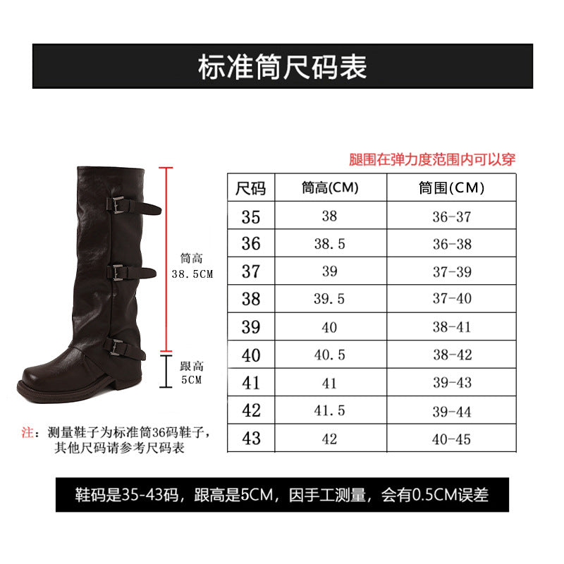 Triple-Buckle Knee-High Boots